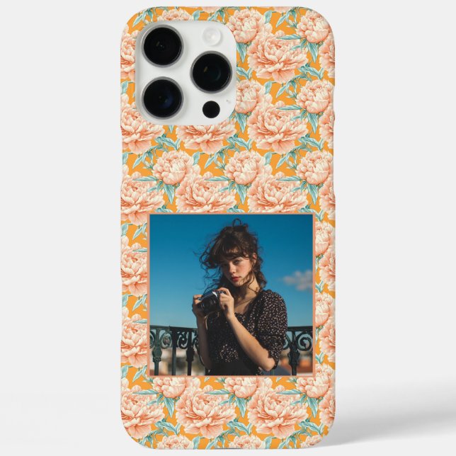 Minimalistic Wedding Gift Peonies Floral Custom  Case-Mate iPhone Case (Back)