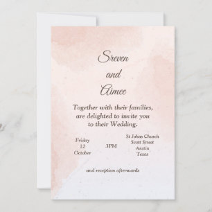 Minimalistic Wedding Invitation, pink marbling Invitation