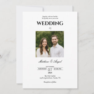 Minimalistic Wedding Invitation with Couple Photo 