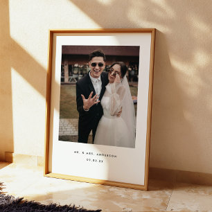 Minimalistic Wedding Photo Mr. & Mrs. Custom Poster