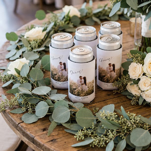 Minimalistic Wedding Photo Wine Seltzer Can Cooler