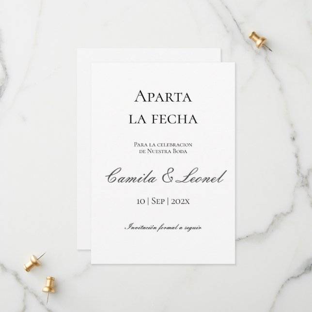 Minimalistic Wedding Save the Date (Front/Back In Situ)