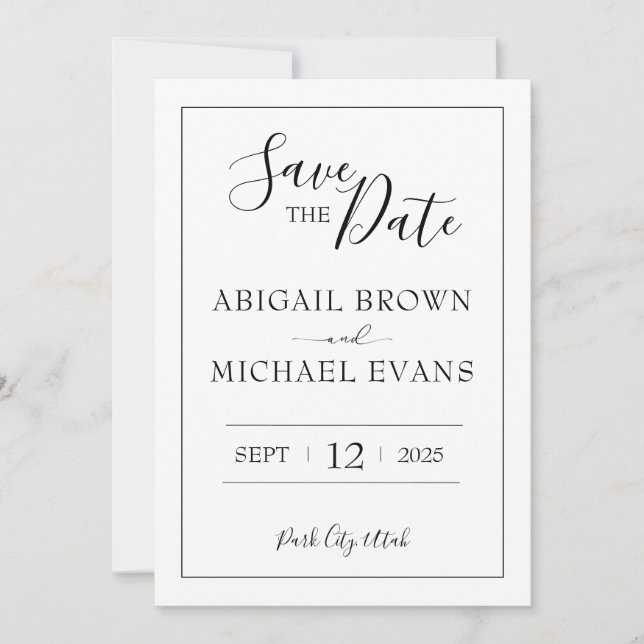 Minimalistic Wedding Save the Date (Front)