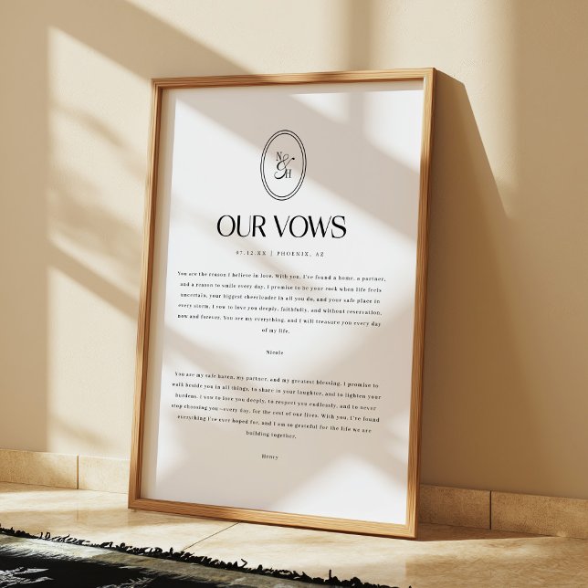 Minimalistic Wedding Vows Custom Monogram Poster (Creator Uploaded)