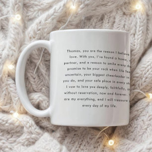 Minimalistic Wedding Vows Custom Names Coffee Mug
