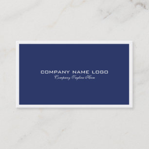 Minimalistic white Border On Navy-blue Background Business Card