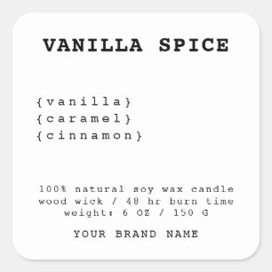 Minimalistic white candle label