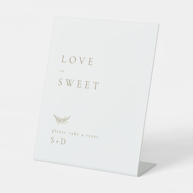 Minimalistic White Gold Sweet Favours Wedding Sign (Front)