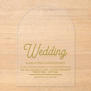 Minimalistic - White & Gold - Wedding Acrylic Invitations