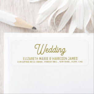 Minimalistic - White & Gold - Wedding Label Return Address Label