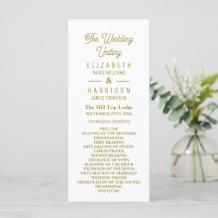 Minimalistic - White & Gold - Wedding Program