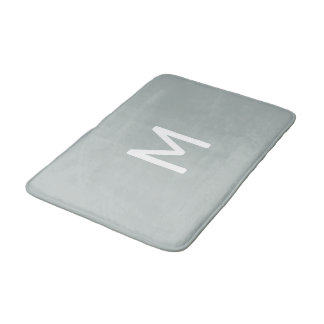 Minimalistic White Monogram on Grey Bath Mat