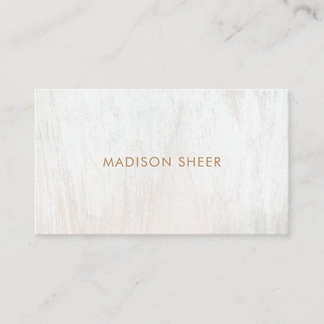 Minimalistic White Washed Wood  Business Card (Front)