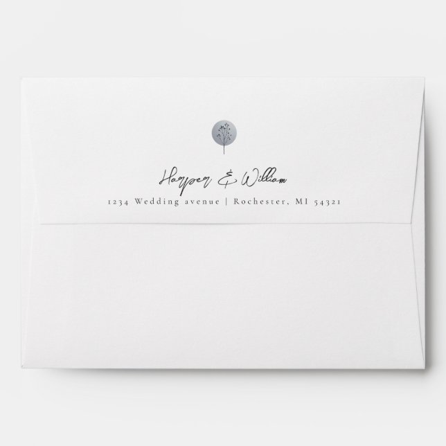 Minimalistic winter foliage address wedding envelope (Back (Top Flap))