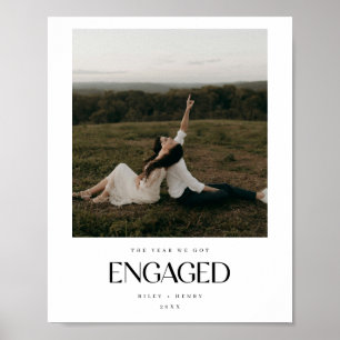 Minimalistic "Year We Got Engaged" Couple Photo Poster