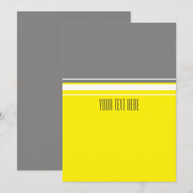 Minimalistic Yellow Grey and White Invitation Card (Front/Back)