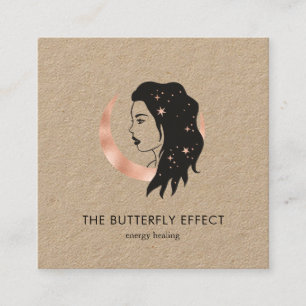 Minimalistisch Frau Mond Sterne  Visitenkarte Square Business Card