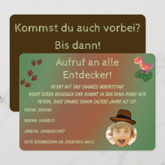 Minimalistische Dinosaurus Uitnodiging – Birthday  Invitation