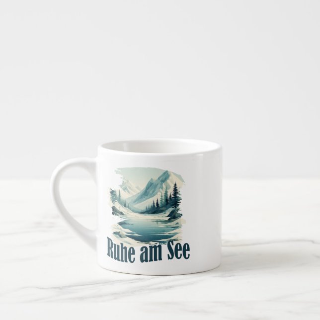 Minimalistische Seenlandschaft – Ruhe am Wasser Espresso Cup (Left)