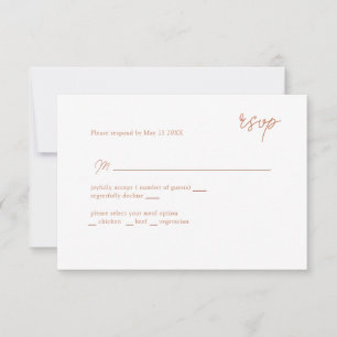 MInimally caramel scripted RSVP Card