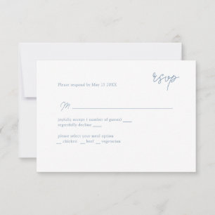 Minimally scripted dusty blue RSVP Card