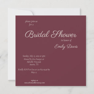 Minimalst Script Purple Plum Bridal Shower Invite