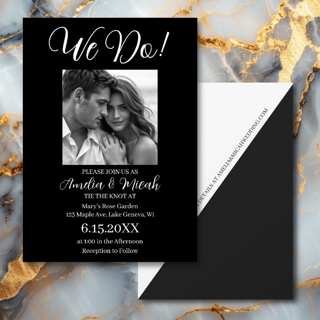 Minimilist Black and White Wedding Photo Invitation (Creator Uploaded)