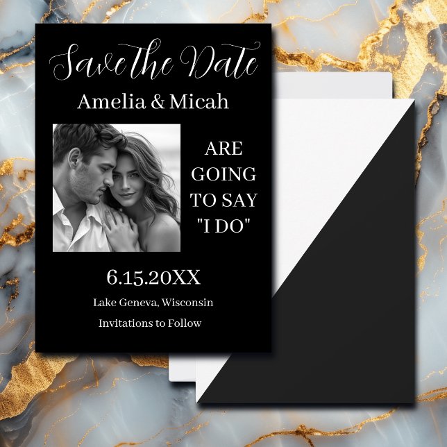 Minimilist Black and White Wedding Photo Save The Date (Creator Uploaded)