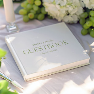 Minimlaist Elegant Beige & Sage Green Wedding Guest Book