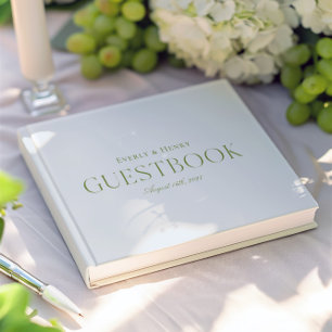 Minimlaist Elegant Light Blue & Sage Green Wedding Guest Book