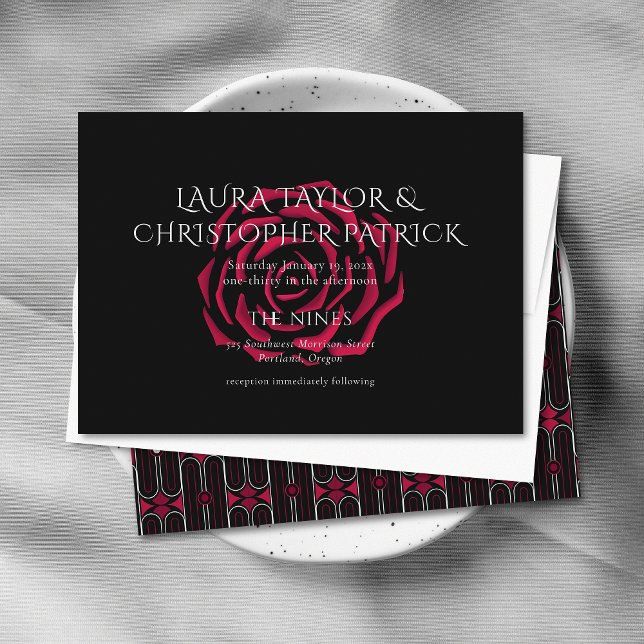Minimlaist Elegant Rose Burgandy Rose Invitation (Creator Uploaded)