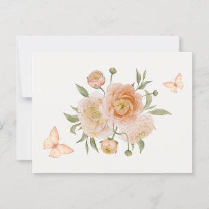 Minimlaist flower bloom butterfly postcard