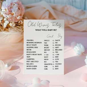  Minimliast Old WIves Tales Baby shower Game Card Pedestal Sign