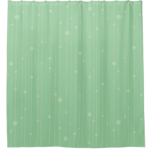 Mininal stripes and dots modern mint green shower curtain (Front)