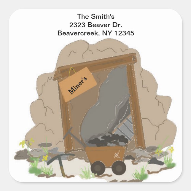 Mining Cave - We've Moved Square Sticker (Front)
