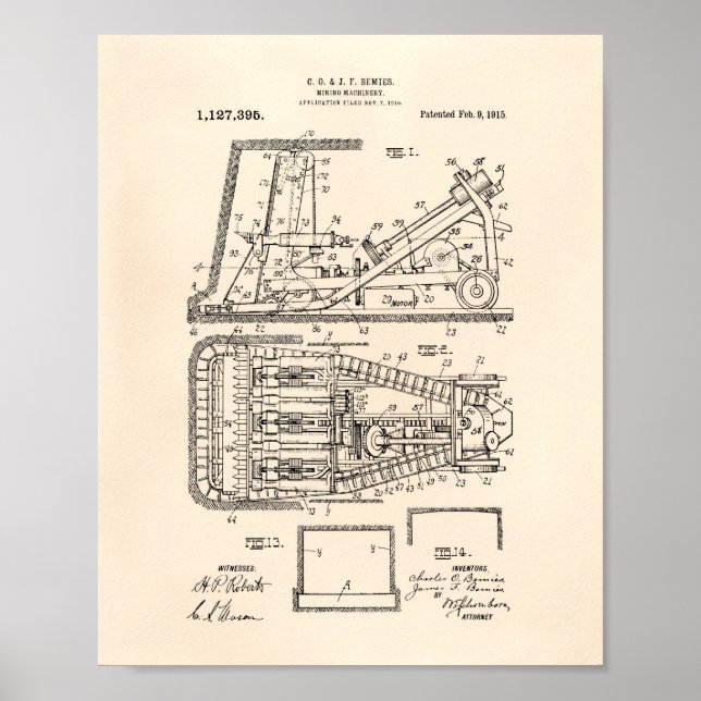 Mining Machinery 1915 Patent Art Old Peper Poster (Front)