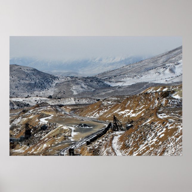 Mining Rigs and Mountains, Gold Hill, Nevada Poster (Front)