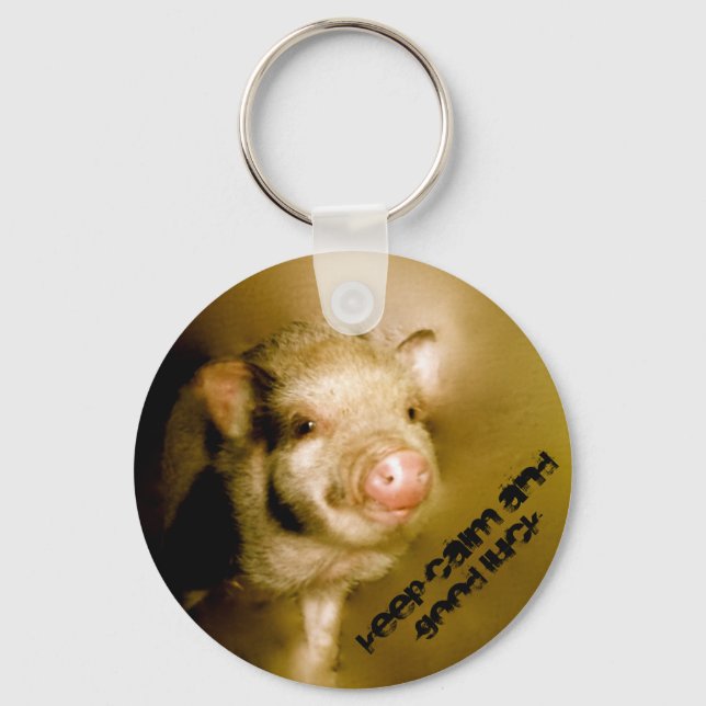 Minischwein "Keep calm and good luck" Key Ring (Front)