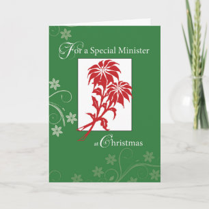 Minister, Christmas Poinsettias Holiday Card