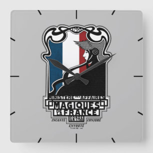 Ministère des Affaires Magiques de la France Logo Square Wall Clock
