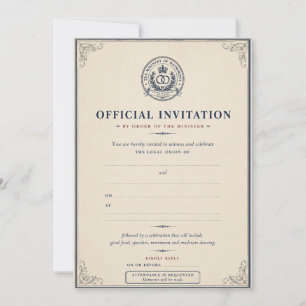 Ministry Of Matrimony Funny Deadpan British Humour Invitation