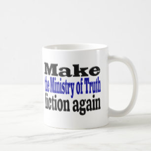 Ministry of Truth Fake News black and blue half Coffee Mug