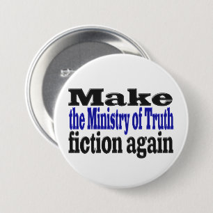 Ministry of Truth Fake News black and blue text 7.5 Cm Round Badge