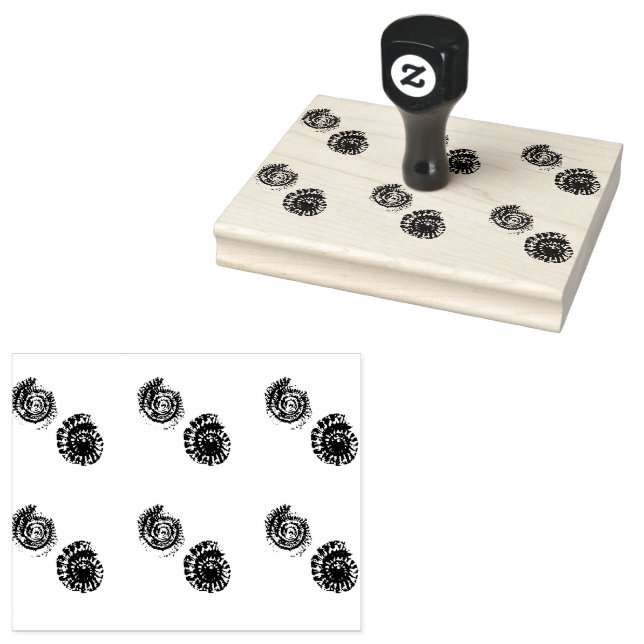 Miniture ammonite fossils rubber stamp (Stamped)