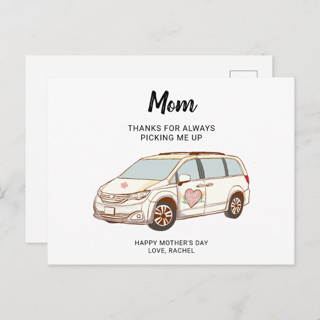 Minivan Mum Mother's Day Cute Best Mum Postcard (Front/Back)
