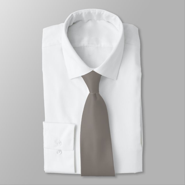 Mink Grey Hidden Initials Solid Colour Neck Tie (Tied)