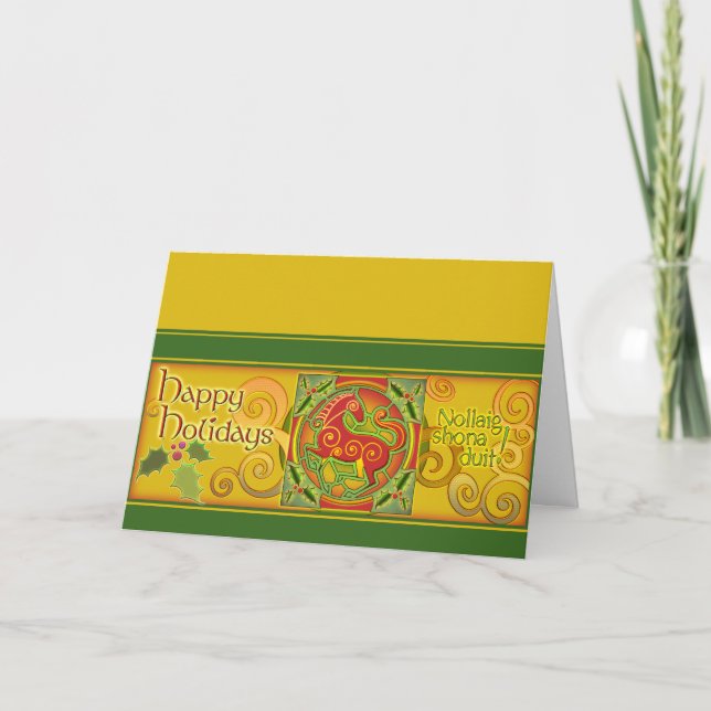 Mink Holidaze Xmas Card - Gold Spirals (Front)