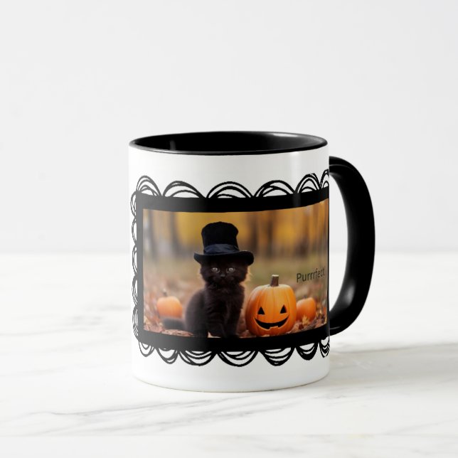 Mink the Black Kitty Coffee Mug (Front Right)