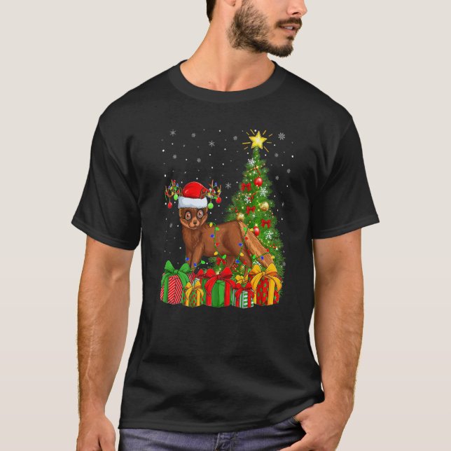 Mink  Xmas Holiday Santa Mink Christmas Tree T-Shirt (Front)