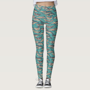 minke whales blue leggings
